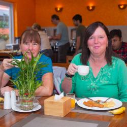Having Breakfast at the Restaurant
